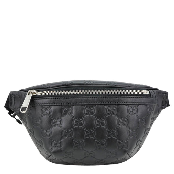 GUCCI Tennis GG Calfskin Embossed Leather Belt Bag Black 779896