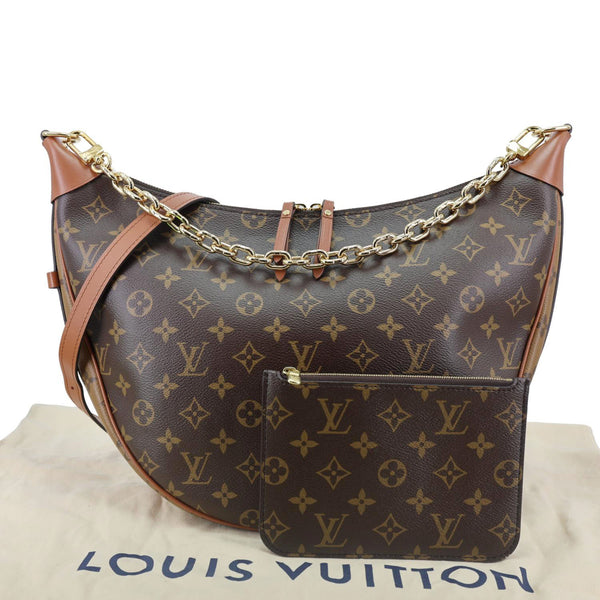 LOUIS VUITTON Loop Reverse Monogram Canvas Hobo Shoulder Bag Brown