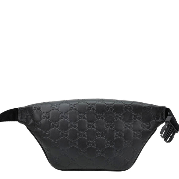 GUCCI Tennis GG Calfskin Embossed Leather Belt Bag Black 779896