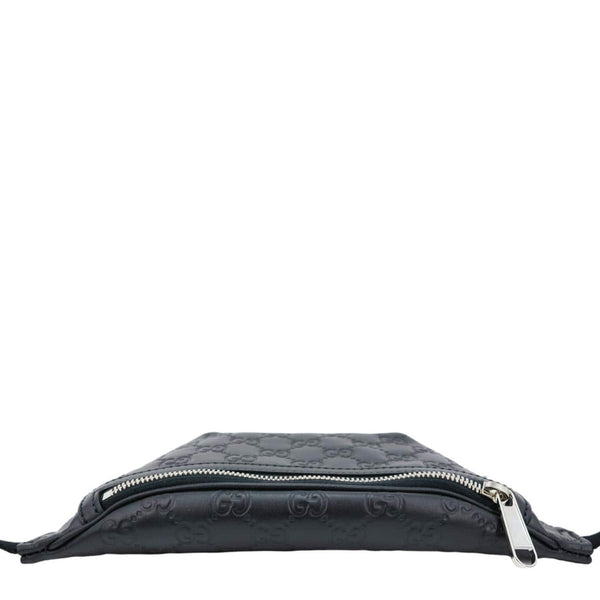 GUCCI Tennis GG Calfskin Embossed Leather Belt Bag Black 779896