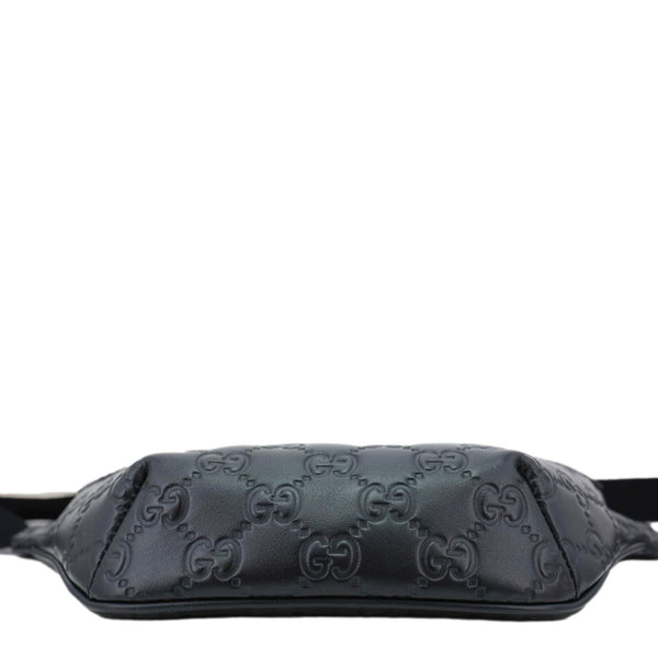 GUCCI Tennis GG Calfskin Embossed Leather Belt Bag Black 779896