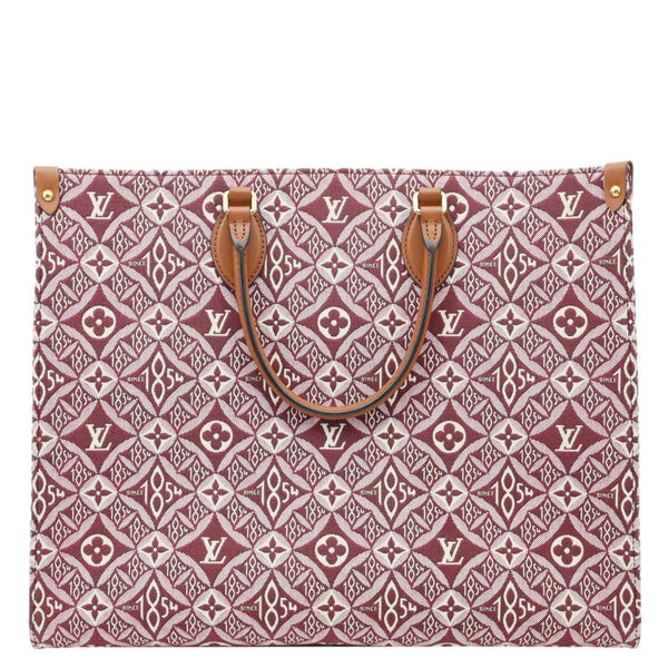 LOUIS VUITTON Since 1854 Onthego GM Jacquard Shoulder Bag Red