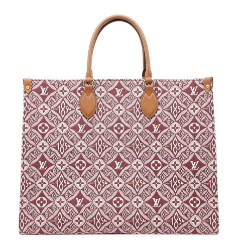 LOUIS VUITTON Since 1854 Onthego GM Jacquard Shoulder Bag Red