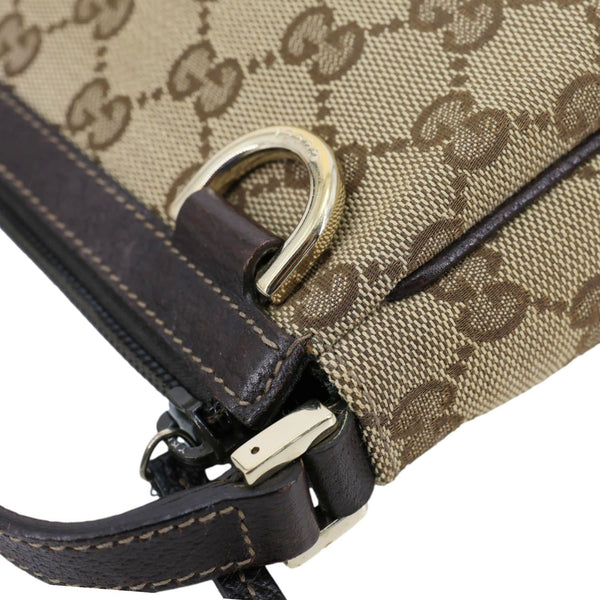 GUCCI Abbey D-Ring GG Canvas Pochette Bag Beige 145750