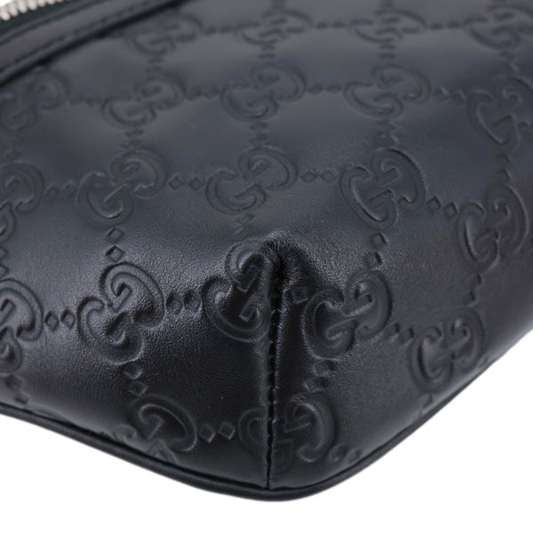 GUCCI Tennis GG Calfskin Embossed Leather Belt Bag Black 779896