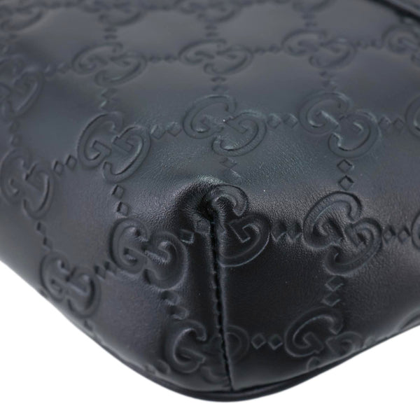 GUCCI Tennis GG Calfskin Embossed Leather Belt Bag Black 779896