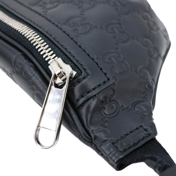 GUCCI Tennis GG Calfskin Embossed Leather Belt Bag Black 779896