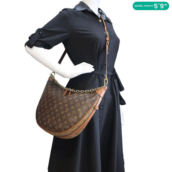 LOUIS VUITTON Loop Reverse Monogram Canvas Hobo Shoulder Bag Brown