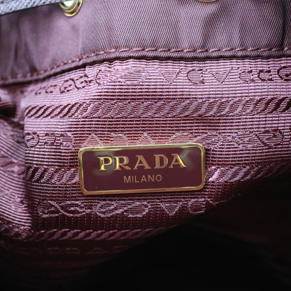 PRADA Re-Nylon Drawstring Pouch Bucket Bag Burgundy