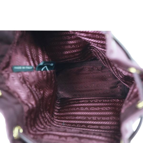 PRADA Re-Nylon Drawstring Pouch Bucket Bag Burgundy