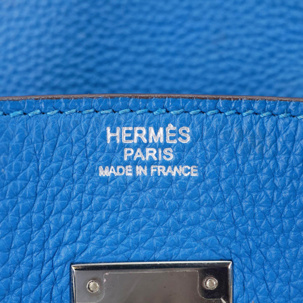 HERMES Birkin 30 Togo Leather Tote Bag Blue