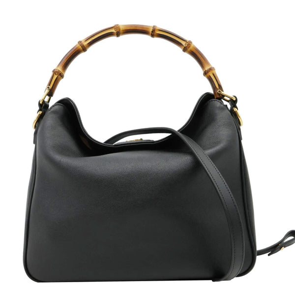 GUCCI Diana Medium Leather Top Handle Shoulder Bag Black 746124
