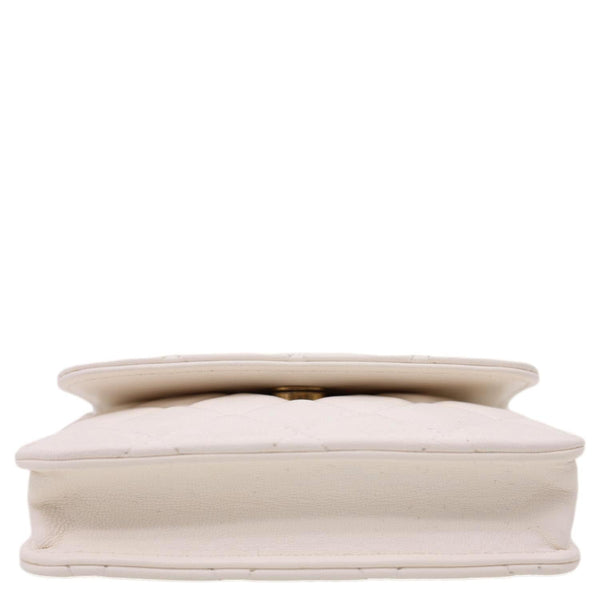 CHANEL Pearl Crush Flap Quilted Lambskin Leather Clutch With Chain White