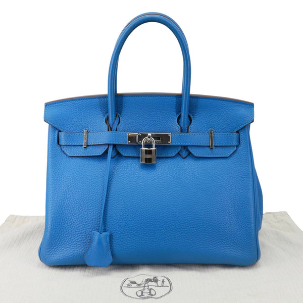 HERMES Birkin 30 Togo Leather Tote Bag Blue