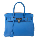 HERMES Birkin 30 Togo Leather Tote Bag Blue