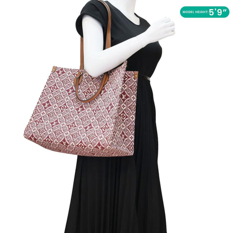 LOUIS VUITTON Since 1854 Onthego GM Jacquard Shoulder Bag Red