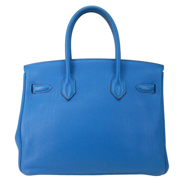 HERMES Birkin 30 Togo Leather Tote Bag Blue