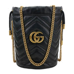 GUCCI GG Marmont Calfskin Matelasse Leather Bucket Bag Black