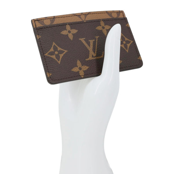 LOUIS VUITTON Monogram Reverse Canvas Card Holder Brown