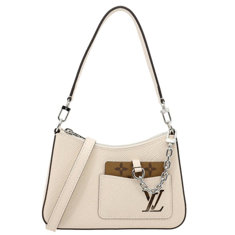 LOUIS VUITTON Marellini Epi Leather Shoulder Bag Quartz White