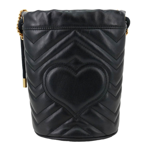 GUCCI GG Marmont Calfskin Matelasse Leather Bucket Bag Black