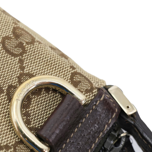 GUCCI Abbey D-Ring GG Canvas Pochette Bag Beige 145750