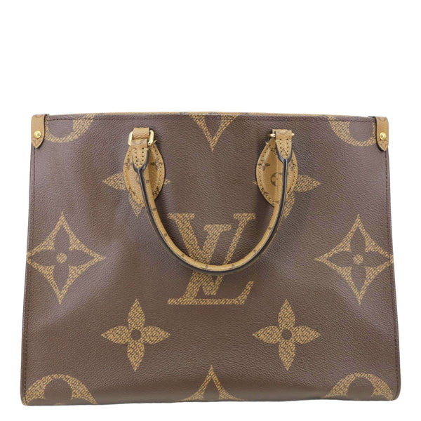 LOUIS VUITTON Onthego MM Reverse Monogram Giant Canvas Tote Bag Brown