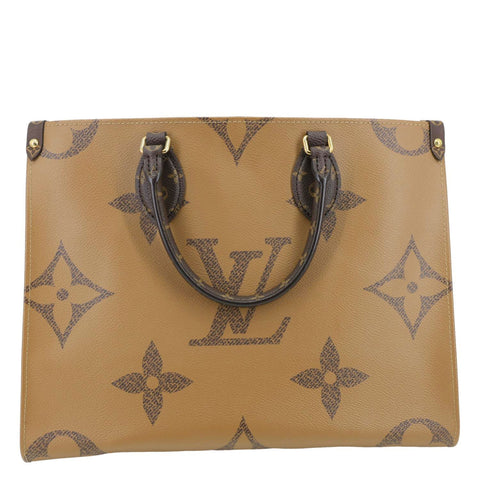 LOUIS VUITTON Onthego MM Reverse Monogram Giant Canvas Tote Bag Brown