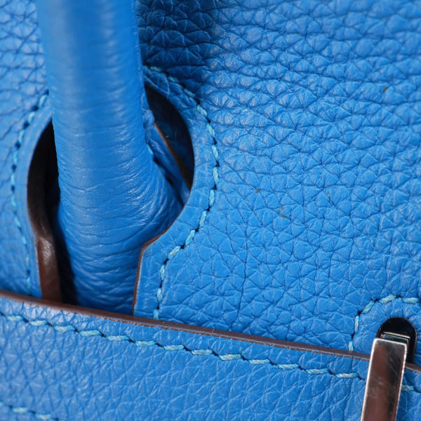 HERMES Birkin 30 Togo Leather Tote Bag Blue