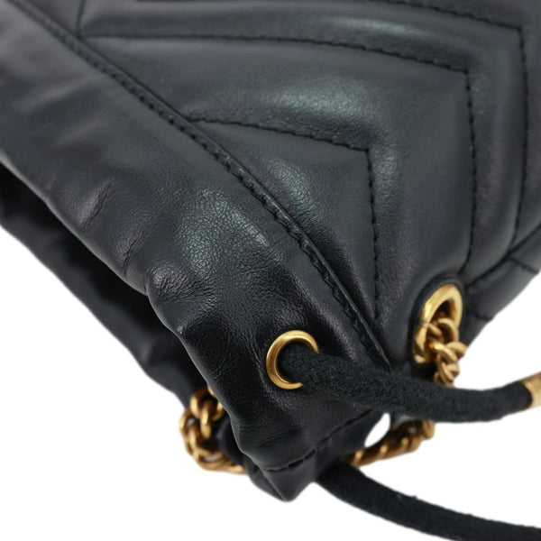 GUCCI GG Marmont Calfskin Matelasse Leather Bucket Bag Black