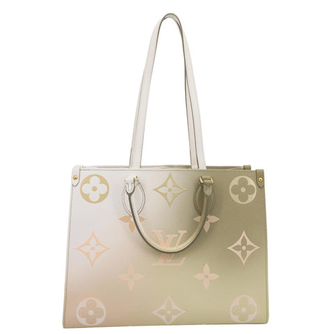 LOUIS VUITTON Onthego MM Giant Monogram Canvas Tote Bag Sunset Khaki