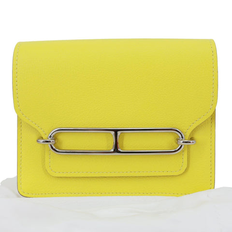 HERMES Roulis Slim Evercolor Mini Pebbled Calfskin Leather Belt Bag Lime Yellow