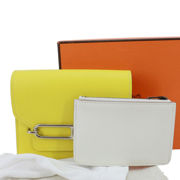 HERMES Roulis Slim Evercolor Mini Pebbled Calfskin Leather Belt Bag Lime Yellow