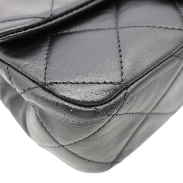 CHANEL Crystal Pearls Rectangular Flap Mini Quilted Leather Chain Crossbody Bag Black