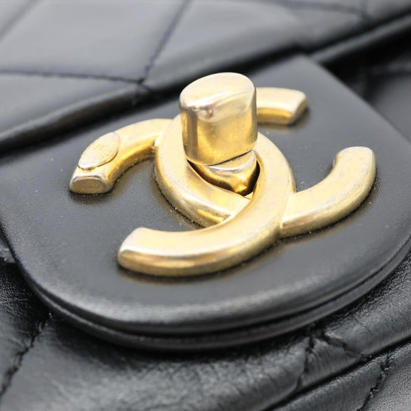 CHANEL Crystal Pearls Rectangular Flap Mini Quilted Leather Chain Crossbody Bag Black