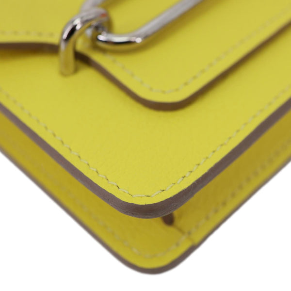 HERMES Roulis Slim Evercolor Mini Pebbled Calfskin Leather Belt Bag Lime Yellow