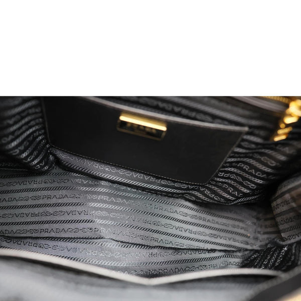 PRADA Galleria Double Zip Saffiano Leather Top Handle Shoulder Bag Black