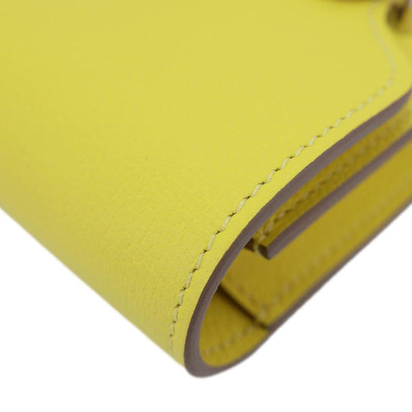 HERMES Roulis Slim Evercolor Mini Pebbled Calfskin Leather Belt Bag Lime Yellow