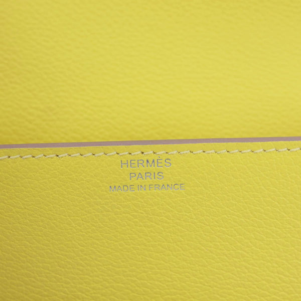 HERMES Roulis Slim Evercolor Mini Pebbled Calfskin Leather Belt Bag Lime Yellow