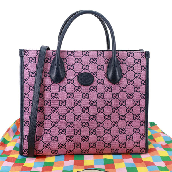 GUCCI Interlocking G Small Monogram Canvas Tote Bag Pink 659983