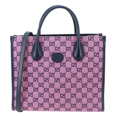 GUCCI Interlocking G Small Monogram Canvas Tote Bag Pink 659983