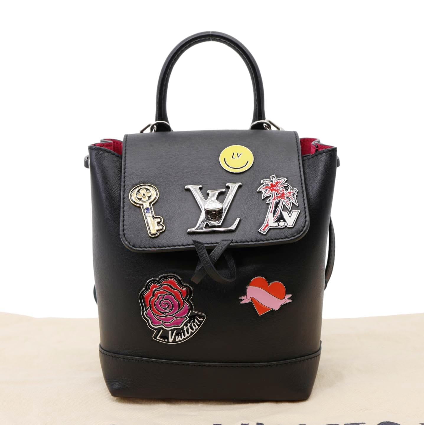 louis vuitton backpack badge Louis Vuitton Lockme Limited Edition Pin Embellished Leather Mini Backpack