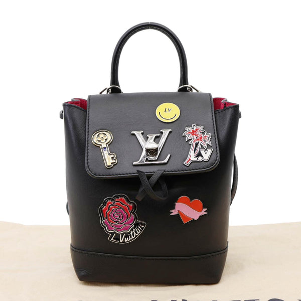 LOUIS VUITTON My Lockme Mini Soft Calfskin Pins Leather Backpack Black
