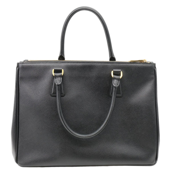 PRADA Galleria Double Zip Saffiano Leather Top Handle Shoulder Bag Black