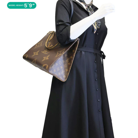 LOUIS VUITTON Onthego MM Reverse Monogram Giant Canvas Tote Bag Brown
