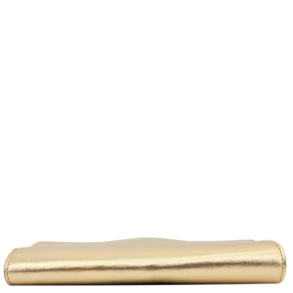 YVES SAINT LAURENT Y-Mail Metallic Calfskin Leather Clutch Gold