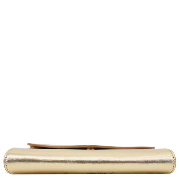 YVES SAINT LAURENT Y-Mail Metallic Calfskin Leather Clutch Gold