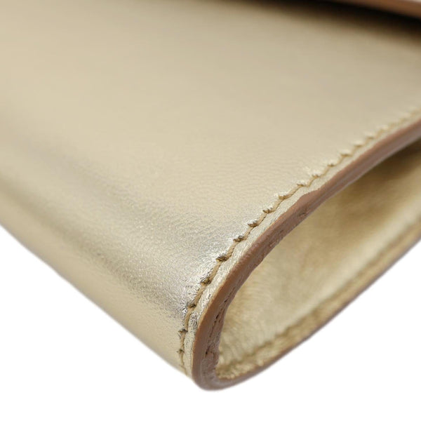 YVES SAINT LAURENT Y-Mail Metallic Calfskin Leather Clutch Gold