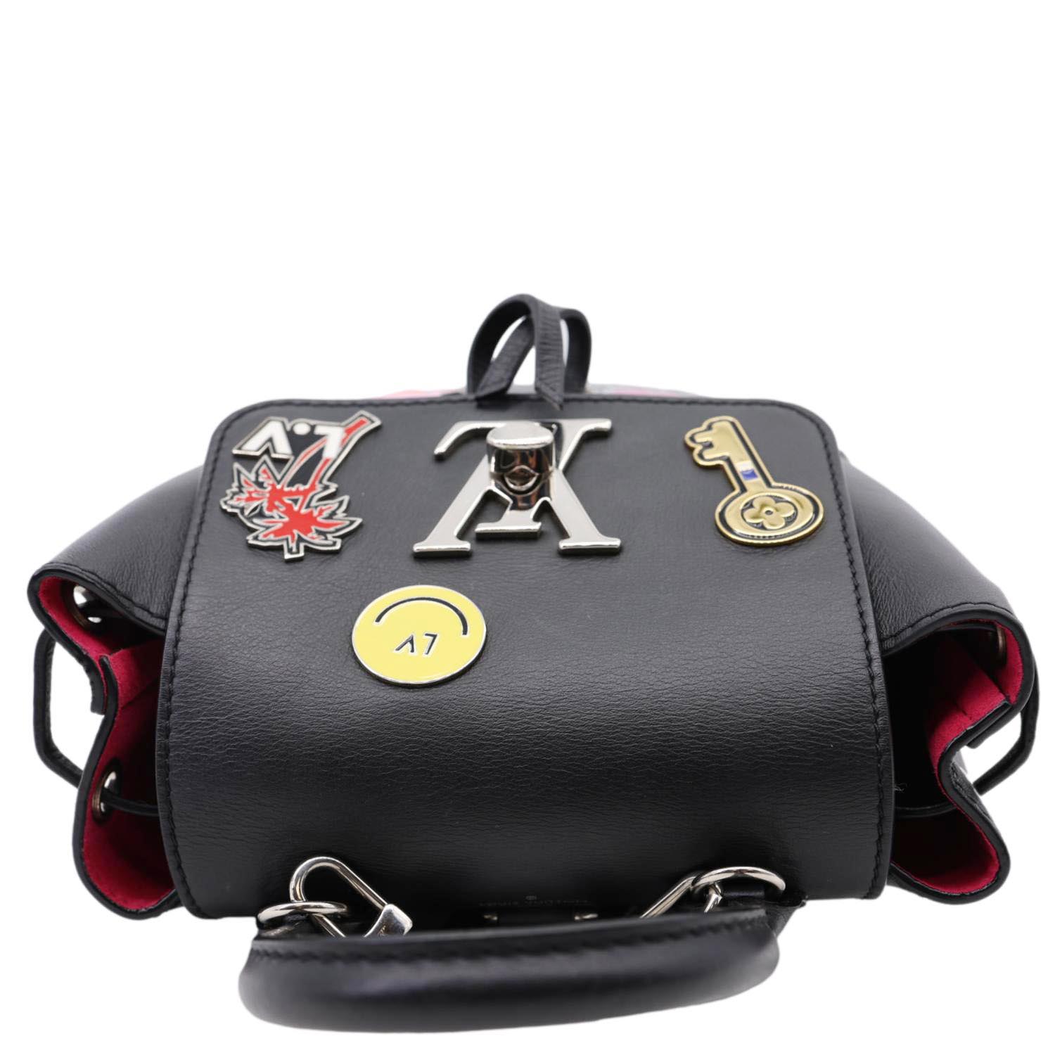 can you put pins on a leather backpack LOUIS VUITTON My Lockme Mini Soft Calfskin Pins Leather Backpack Black
