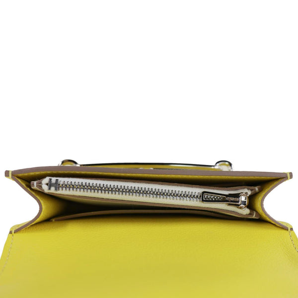 HERMES Roulis Slim Evercolor Mini Pebbled Calfskin Leather Belt Bag Lime Yellow